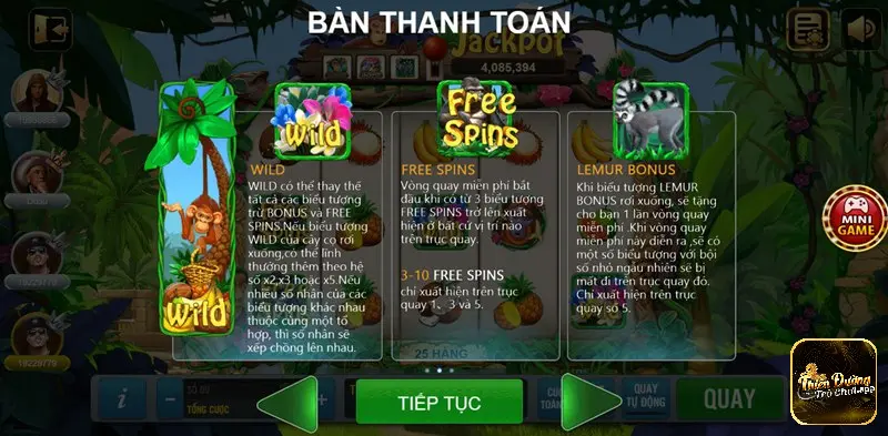 Game Apes Go Wild slot cung cấp nhiều tính năng đặc biệt